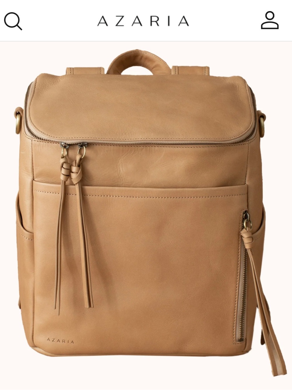 Azaria La Mère Luxe Leather Backpack Original + Floral Strap in Vintage Beige